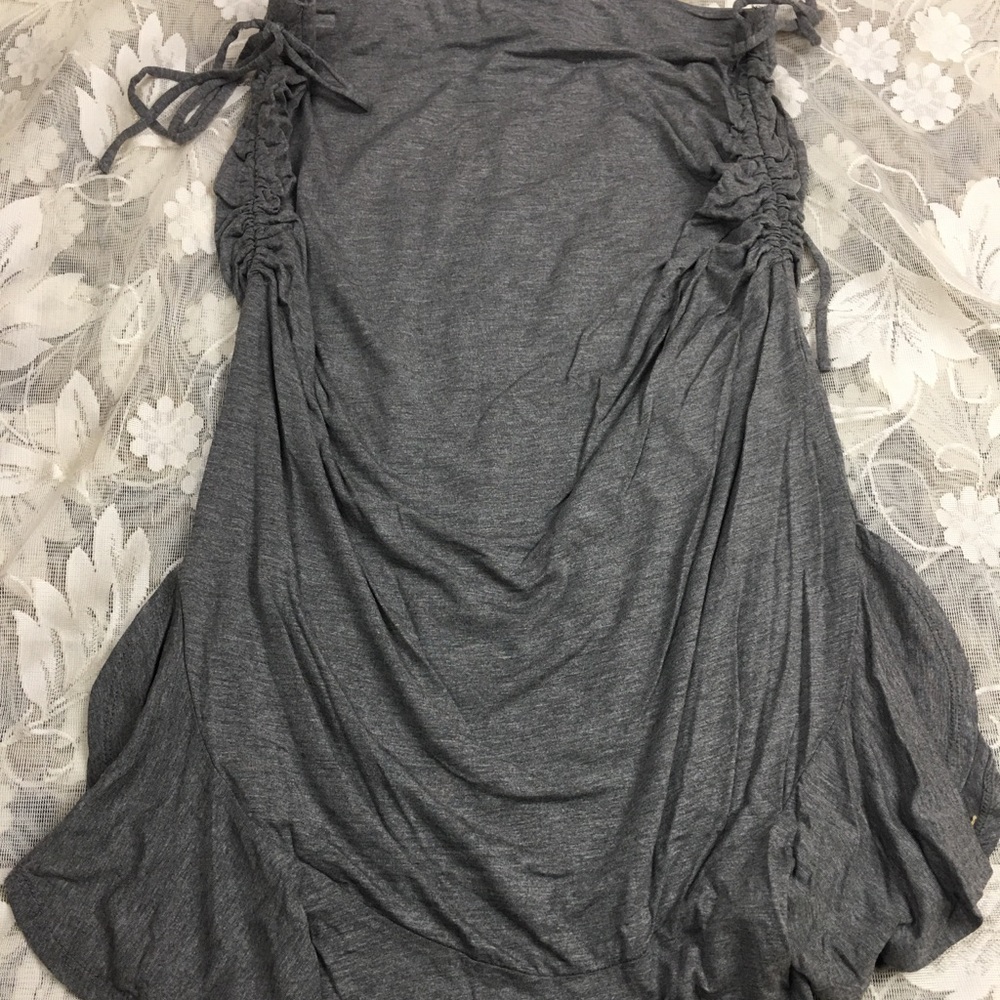 Max Studio Ruched Ruffle Midi Skirt - Gray - Picture 4 of 8